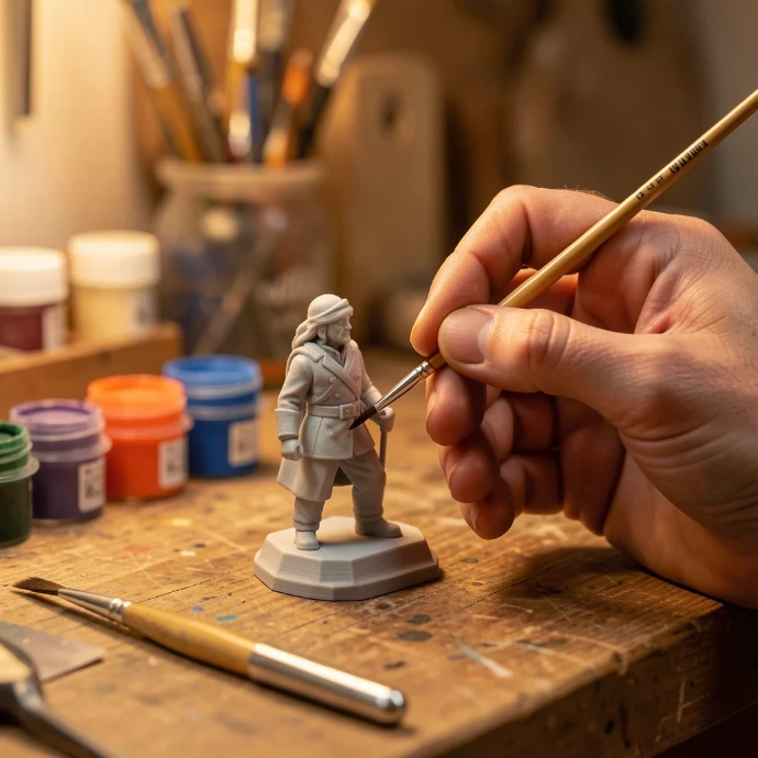 KI-generiert Handbemalung einer 3D-gedruckten Figur